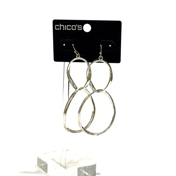 CHICO’S Silver Double Hoop Hook Earrings | NWT - Picture 1 of 5